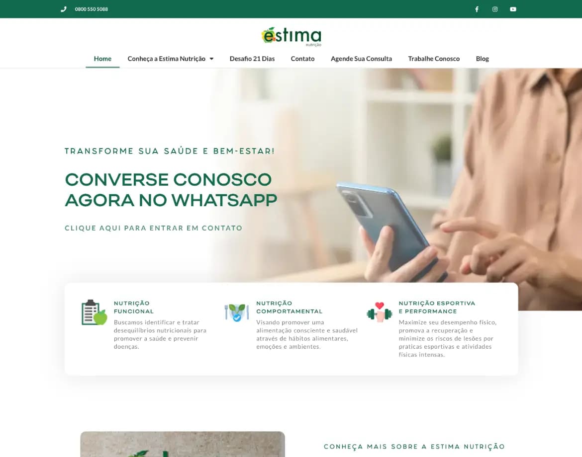 site estima nutrição desenvolvido por ariel spencer